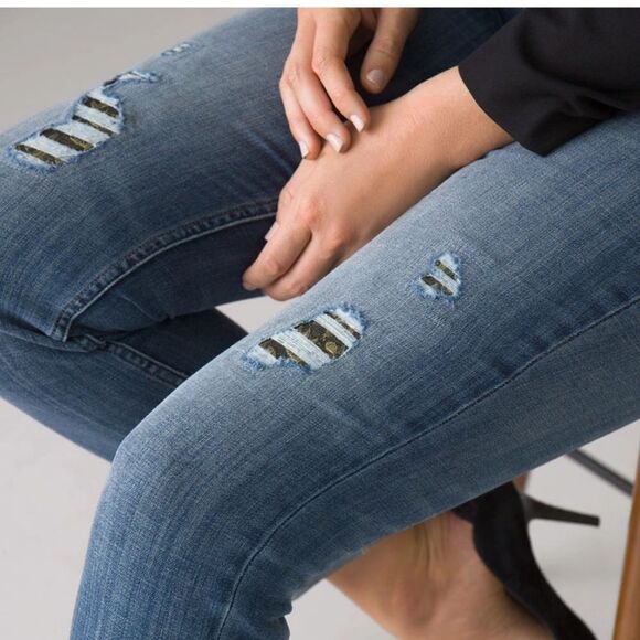 WHBM Curvy Mid Rise Everyday Soft Destructed Slim Jeans - Picture 3 of 14